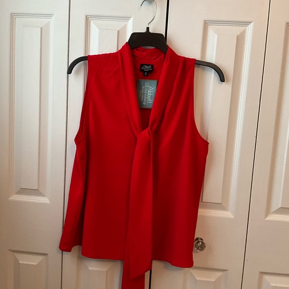 Women’s Tie Front Sleeveless Blouse Red - Picture 1 of 6